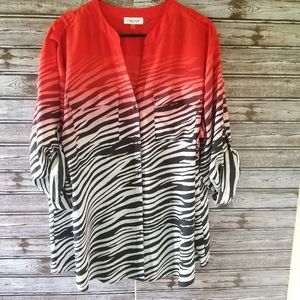 Calvin Klein Red and Black Zebra Print Blouse